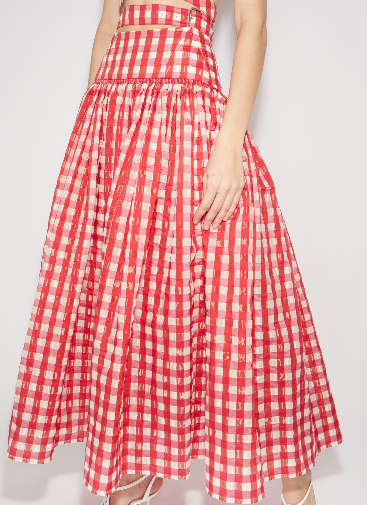 Vichy midi skirt ALAÏA RED VICHY MIDI SKIRT